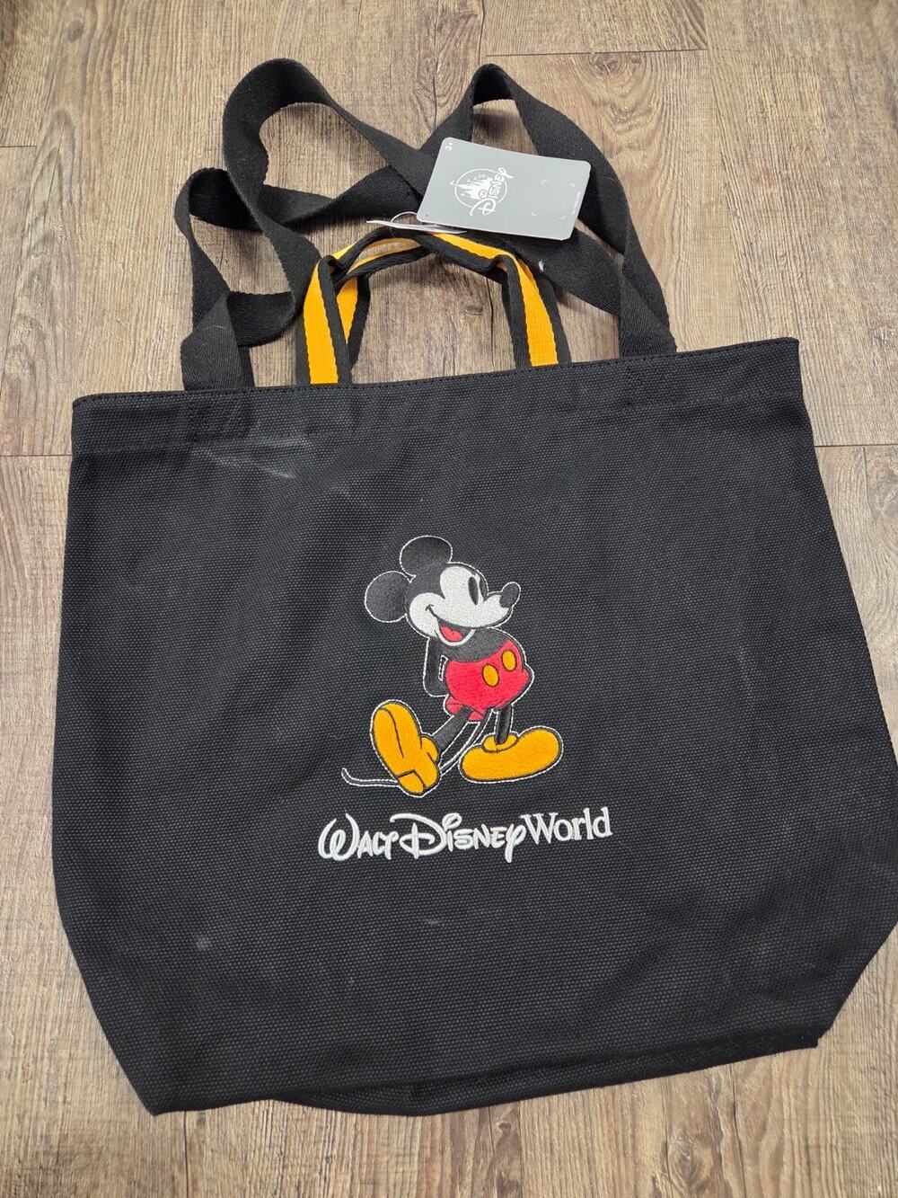 Walt DisneyWorld NWT Black Embroidered Mickey Mouse Tote Travel Bag